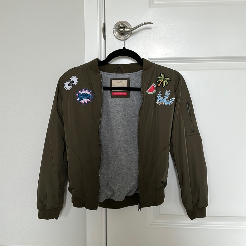 Zara olive bomber jacket - Sz Girls 9/10